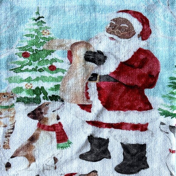 Humane Society 3 Pc Kitchen Towel Set Black Santa Dogs Christmas Presents NWT - Picture 3 of 4